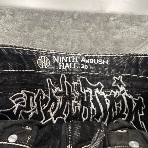 Ninth Hall Ambush Charcoal Black Eagle Embroidered Denim Jeans Size 30 - Picture 4 of 8